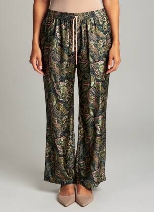 Pantalon drept talie elastică mărime normală verde NEKANE femeie