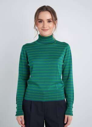 Pulover cu guler înalt croială ajustată mâneci lungi verde ZILCH femeie