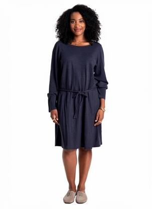 Rochie midi mâneci lungi mâneci lungi albastru MAJESTIC FILATURES femeie