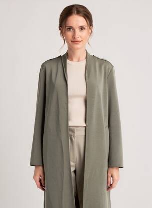 Palton lung croială cambrată fără glugă verde YAYA femeie