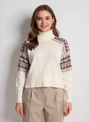 Pulover cu guler înalt elasticitate mâneci lungi bej SCOTCH & SODA femeie