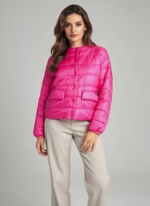 Geacă matlasată mâneci lungi fără glugă roz OOF WEAR femeie