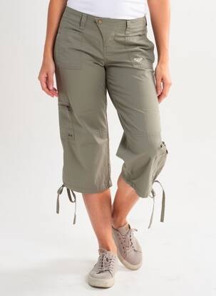Pantalon trei sferturi croială dreaptă talie joasă verde ROXY femeie