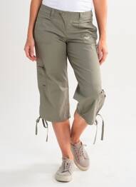 Pantalon trei sferturi croială dreaptă talie joasă verde ROXY femeie
