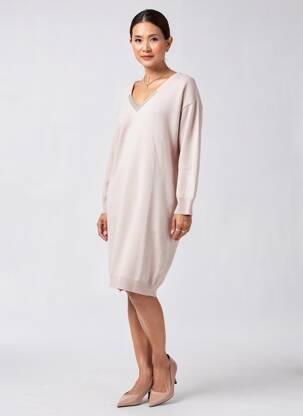 Rochie pulover strânsă pe partea de jos mâneci lungi roz FABIANA FILIPPI femeie