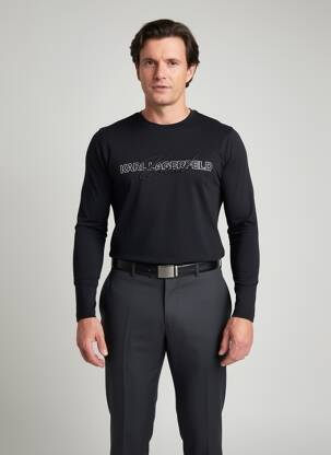 Tricou croială cambrată mâneci lungi negru KARL LAGERFELD bărbat