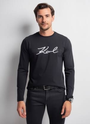 Tricou croială cambrată mâneci lungi negru KARL LAGERFELD bărbat