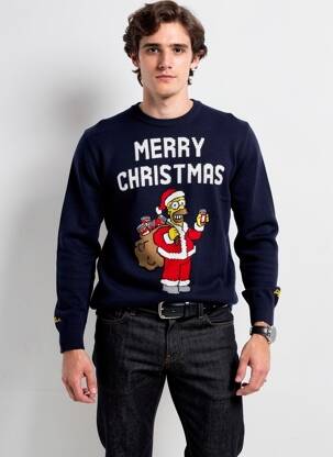 Pulover țesătură jacquard mâneci lungi albastru MC2 SAINT BARTH bărbat