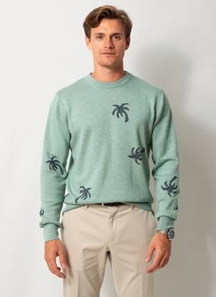 Pulover guler rotund mâneci lungi verde PAUL SMITH bărbat