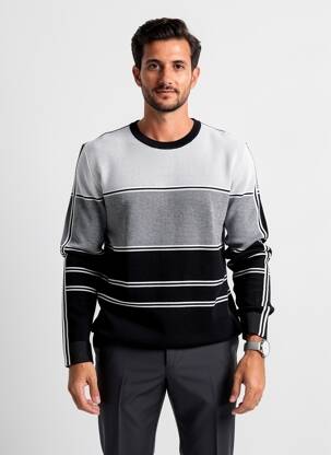 Pulover guler rotund mâneci lungi negru BIKKEMBERGS bărbat