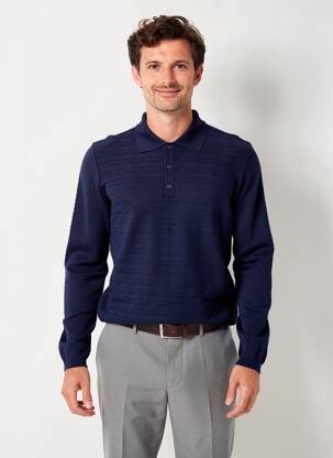 Pulover guler polo mâneci lungi albastru TRUSSARDI JEANS bărbat
