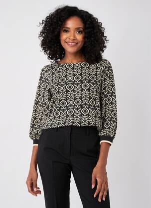 Top imprimeu fantezie mâneci lungi negru GARCIA femeie