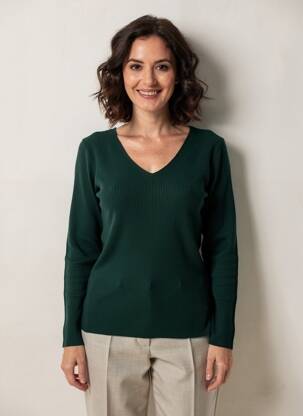 Pulover croială cambrată mâneci lungi verde KY CREATION femeie