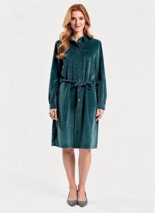 Rochie midi mâneci lungi mâneci lungi verde GARCIA femeie
