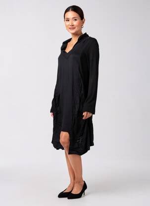 Rochie midi mâneci lungi mâneci lungi negru ARELINE femeie