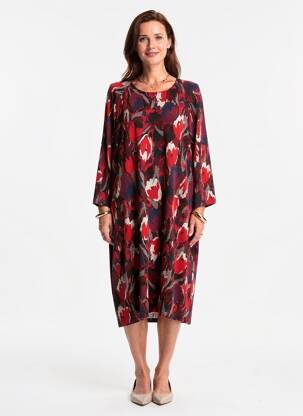 Rochie midi mâneci 3/4 mâneci 3/4 roșu GRIFFON femeie