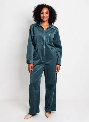Salopetă-pantalon guler de bluză mâneci lungi albastru RUE MAZARINE femeie
