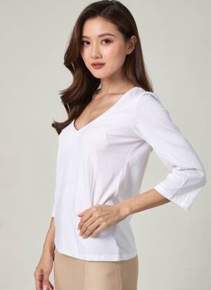 Tricou mâneci 3/4 mâneci 3/4 alb SCHOOL RAG femeie