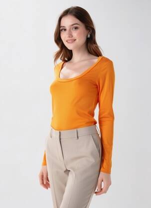 Tricou mâneci lungi mâneci lungi portocalie LOONA femeie