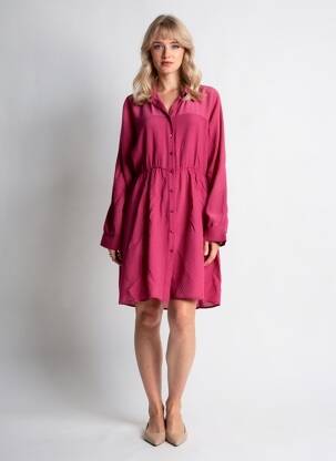 Rochie midi țesătură crep mâneci lungi roz SEE U SOON femeie