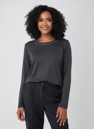 Tricou mâneci lungi mâneci lungi negru MAJESTIC FILATURES femeie