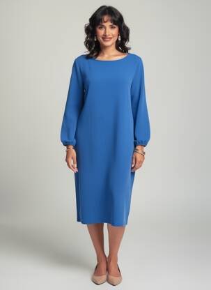 Rochie midi mâneci lungi mâneci lungi albastru STREET ONE femeie