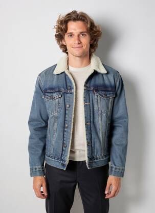 Jachete casual închidere cu nasturi pe față albastru LEVI'S bărbat