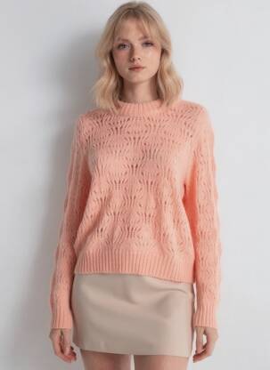 Pulover elasticitate mâneci lungi portocalie PIECES femeie