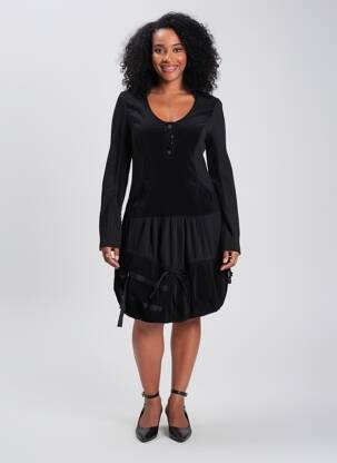 Rochie midi mâneci lungi mâneci lungi negru ARELINE femeie