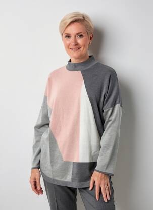 Pulover tunică țesătură melanj mâneci lungi gri SIGNATURE femeie