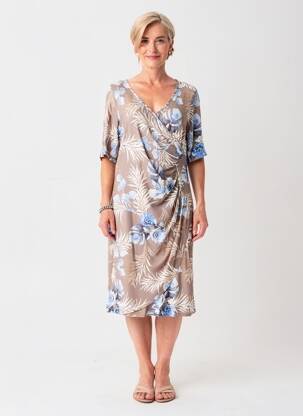 Rochie midi mâneci scurte mâneci scurte maro FRANK WALDER femeie