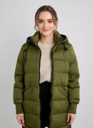Geacă matlasată mâneci lungi cu glugă verde CREENSTONE femeie