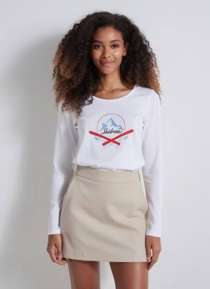 Tricou mâneci lungi mâneci lungi alb SKIDRESS femeie