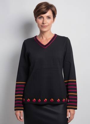 Pulover croială cambrată mâneci lungi negru TELMAIL femeie