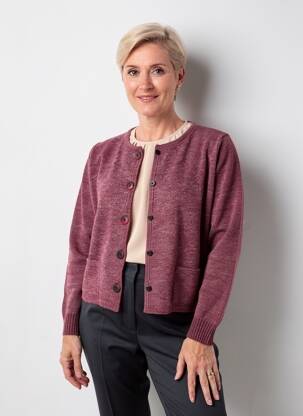 Vestă cu mâneci lungi guler rotund violet DUGER femeie