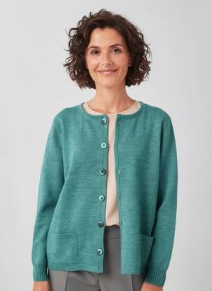 Vestă cu mâneci lungi guler rotund verde DUGER femeie