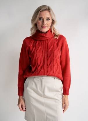 Pulover cu guler înalt tricot împletit mâneci lungi portocalie DUGER femeie