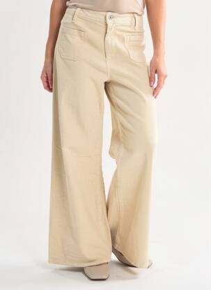 Pantalon evazat elasticitate talie înaltă bej PLEASE femeie