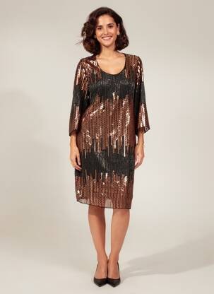 Rochie midi mâneci lungi mâneci lungi negru MOLLY BRACKEN femeie