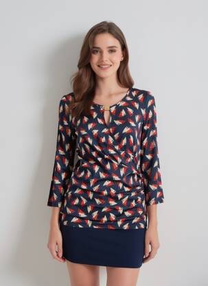 Tricou mâneci 3/4 mâneci 3/4 albastru VIRIATO femeie
