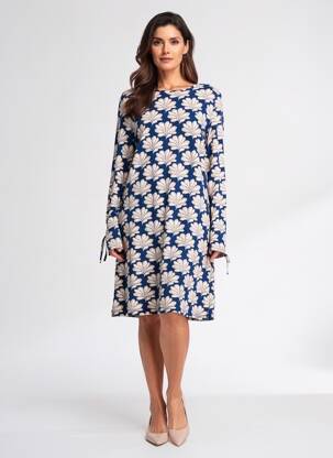 Rochie midi imprimeu floral mâneci lungi albastru MD'M femeie