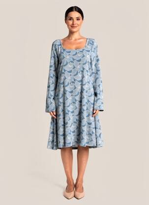 Rochie midi imprimeu fantezie mâneci lungi albastru MD'M femeie
