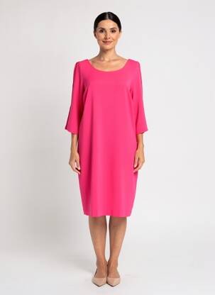 Rochie midi mâneci 3/4 mâneci 3/4 roz REVER MILE femeie