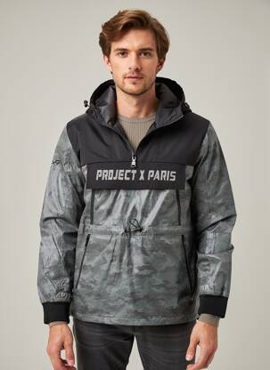 Parka mâneci lungi cu glugă negru PROJECT X PARIS bărbat
