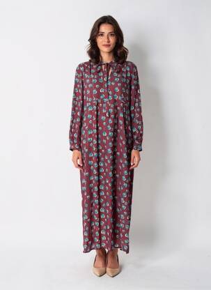 Rochie lungă mâneci lungi mâneci lungi violet EMA BLUE'S femeie