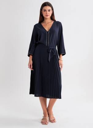 Rochie midi țesătură crep mâneci lungi albastru GRACE & MILA femeie