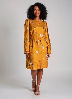 Rochie midi imprimeu floral mâneci lungi portocalie ARMEDANGELS femeie