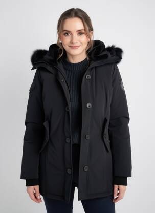 Parka mâneci lungi cu glugă negru HELVETICA femeie