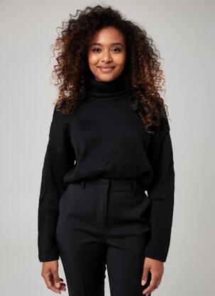 Pulover croială dreaptă mâneci lungi negru COSTA 8 MANI femeie