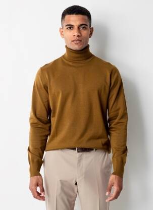 Pulover cu guler înalt croială cambrată mâneci lungi maro SCOTCH & SODA bărbat
